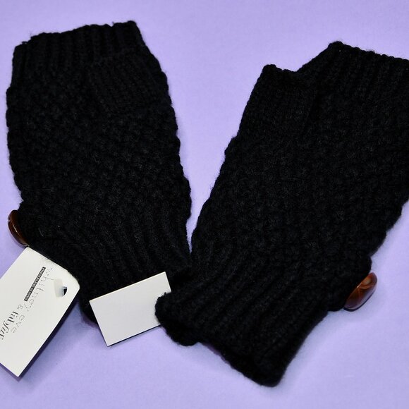Whitney Eve + FabFitFun Black Knit Fingerless Gloves - Picture 2 of 3